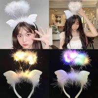 Fashion Angel Wings Goose Feather Luminous Headband Party Headdress Wholesale main image 1