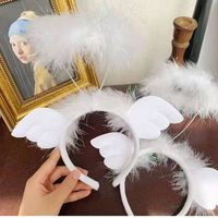Fashion Angel Wings Goose Feather Luminous Headband Party Headdress Wholesale main image 3