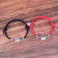 Fashion Crown Stainless Steel Synthetic Fibre Couple Bracelets 1 Pair sku image 2