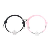 Fashion Crown Stainless Steel Synthetic Fibre Couple Bracelets 1 Pair main image 2