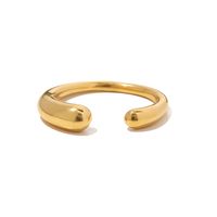 Fashion Solid Color Stainless Steel Plating Gold Plated Open Ring main image 4