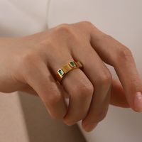 Fashion Square Stainless Steel Gold Plated Zircon Rings main image 1