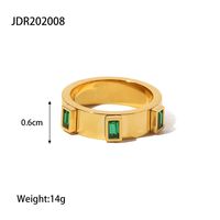 Fashion Square Stainless Steel Gold Plated Zircon Rings sku image 2