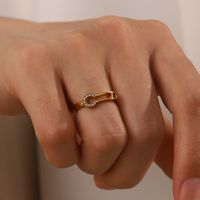 Fashion Paper Clip Stainless Steel Inlay Artificial Diamond Rings 1 Piece main image 5