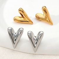 1 Pair Simple Style Heart Shape Plating Stainless Steel Earrings main image 5