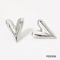 1 Pair Simple Style Heart Shape Plating Stainless Steel Earrings sku image 3