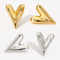 1 Pair Simple Style Heart Shape Plating Stainless Steel Earrings main image 4