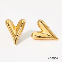 1 Pair Simple Style Heart Shape Plating Stainless Steel Earrings sku image 1