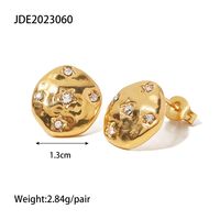 1 Pair Fashion Solid Color Plating Inlay Stainless Steel Zircon Ear Studs sku image 1