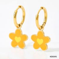 1 Pair Fashion Flower Plating Stainless Steel Earrings sku image 1