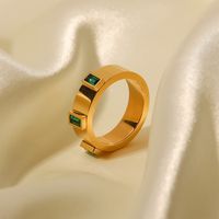 Fashion Square Stainless Steel Gold Plated Zircon Rings main image 3