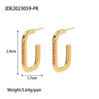 Fashion U Shape Stainless Steel Inlay Zircon Hoop Earrings 1 Pair sku image 2