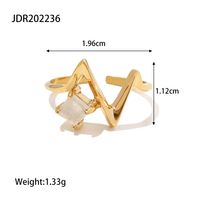 Fashion Solid Color Stainless Steel Plating Inlay Natural Stone Open Ring 1 Piece sku image 1