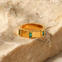 Fashion Square Stainless Steel Gold Plated Zircon Rings main image 2