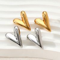 1 Pair Simple Style Heart Shape Plating Stainless Steel Earrings main image 1
