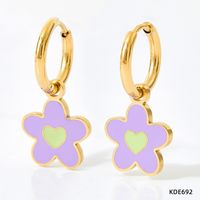 1 Pair Fashion Flower Plating Stainless Steel Earrings sku image 4