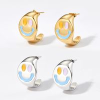 Fashion Smiley Face Stainless Steel Plating Earrings 1 Pair main image 3