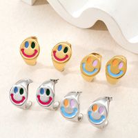 Moda Cara Sonriente Acero Inoxidable Enchapado Aretes 1 Par main image 2