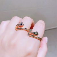 Fashion Snake Brass Gold Plated Zircon Open Ring 1 Piece main image 1