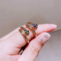 Fashion Snake Brass Gold Plated Zircon Open Ring 1 Piece main image 3