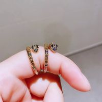 Fashion Snake Brass Gold Plated Zircon Open Ring 1 Piece main image 4