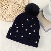 Women's Basic Sweet Simple Style Solid Color Pom Poms Pearl Eaveless Wool Cap sku image 6