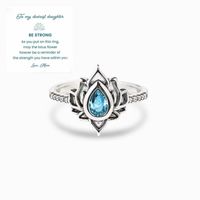 Retro Lotus Alloy Inlay Rhinestones Women's Rings 1 Piece sku image 6