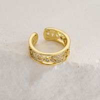 Fashion Devil's Eye Copper Gold Plated Zircon Open Ring main image 3