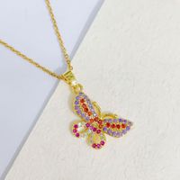 Hip-hop Mode Cuivre Couleur Zircon Papillon Pendentif Collier Femme sku image 3