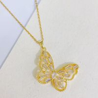 Hip-hop Mode Cuivre Couleur Zircon Papillon Pendentif Collier Femme sku image 11