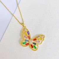 Hip-hop Mode Cuivre Couleur Zircon Papillon Pendentif Collier Femme sku image 9