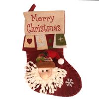 Christmas Fashion Santa Claus Snowman Elk Cloth Banquet Christmas Socks 1 Piece sku image 1