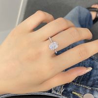 Simple Style Geometric Sterling Silver Plating Rhinestones Rings 1 Piece main image 4