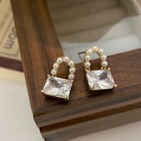 Fashion Geometric Bag Alloy Artificial Rhinestones Artificial Pearls Women's Drop Earrings 1 Pair main image 1