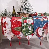 Christmas Cute Christmas Tree Snowman Fabric Party Tablecloth main image 1