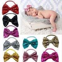 Cute Solid Color Bow Knot Cloth Sequins Hair Band 1 Piece main image 1