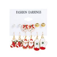 1 Set Cute Christmas Tree Santa Claus Snowman Alloy Drop Earrings Ear Studs sku image 2