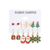 1 Set Cute Christmas Tree Santa Claus Snowman Alloy Drop Earrings Ear Studs sku image 1