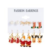 1 Set Cute Christmas Tree Santa Claus Snowman Alloy Drop Earrings Ear Studs sku image 4