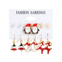 1 Set Cute Christmas Tree Santa Claus Snowman Alloy Drop Earrings Ear Studs sku image 3