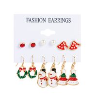 1 Set Cute Christmas Tree Santa Claus Snowman Alloy Drop Earrings Ear Studs sku image 7