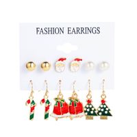 1 Set Cute Christmas Tree Santa Claus Snowman Alloy Drop Earrings Ear Studs sku image 10