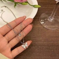Sweet Butterfly Alloy Rhinestone Women's Layered Necklaces main image 2