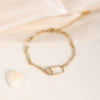 Fashion Oval Copper Inlay Glass Stone Bracelets 1 Piece sku image 1