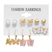 1 Set Simple Style Butterfly Alloy Inlay Pearl Zircon Women's Drop Earrings Earrings Ear Studs sku image 2