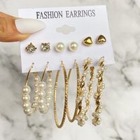 Fashion Heart Shape Butterfly Alloy Artificial Rhinestones Artificial Pearls Women's Earrings 1 Set main image 2