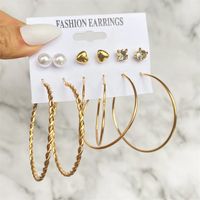 Fashion Heart Shape Butterfly Alloy Artificial Rhinestones Artificial Pearls Women's Earrings 1 Set sku image 9
