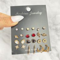 Fashion Heart Shape Butterfly Alloy Artificial Rhinestones Artificial Pearls Women's Earrings 1 Set sku image 10