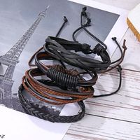 Ethnic Style Solid Color Pu Leather Layered Unisex Bracelets main image 2