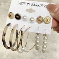 Fashion Circle Heart Shape Butterfly Alloy Artificial Pearls Women's Hoop Earrings 1 Set sku image 12